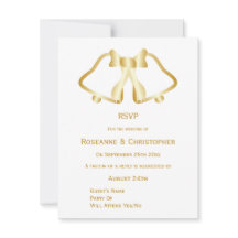 Gold Wedding RSVP Card Glocken und Band