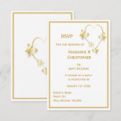 Gold Wedding RSVP Card Schmetterlinge Herz Karte (Vorne/Hinten)