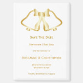 Gold Wedding Save the Date Magnet Bells Ribbon (Vorderseite)