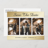 Gold Wedding Save the Date Postcards Ankündigungspostkarte (Vorne/Hinten)