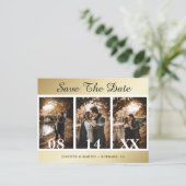Gold Wedding Save the Date Postcards Ankündigungspostkarte (Stehend Vorderseite)