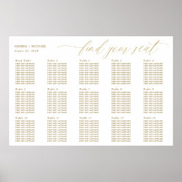 Gold Wedding Seating Chart Elegante Kalligrafie Poster