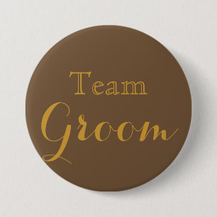 Gold Wedding Team Groom Button