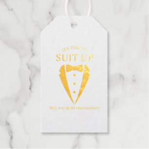 Gold Wedding Tuxedo Anzug Trauzeuge Vorschlag Geschenkanhänger