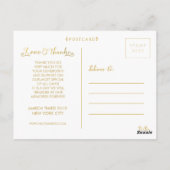 Gold Wedding Vielen Dank, dass Sie Script Typograf Postkarte (Rückseite)
