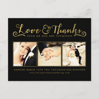 Gold Wedding Vielen Dank, dass Sie Script Typograf Postkarte