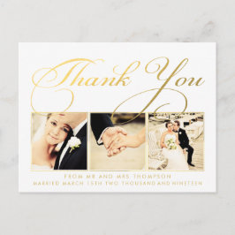 Gold Wedding Vielen Dank, dass Sie Script Typograf Postkarte