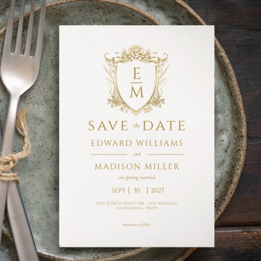 Gold Wedding Wappen Custom Wedding Initials Einladung