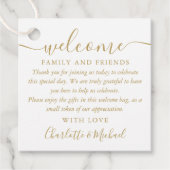 Gold Wedding Willkommensgeschenk Körbe Beutel Viel Geschenkanhänger (Vorderseite)