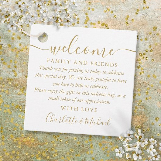 Gold Wedding Willkommensgeschenk Körbe Beutel Viel Geschenkanhänger