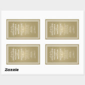 Gold Wedding Wine Bottle Monogram Fevor Labels Rechteckiger Aufkleber (Blatt)