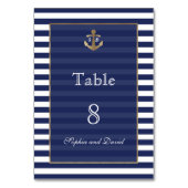 Gold-WeddingTable-Nummer für Nautic Navy Stripes Tischnummer (Rückseite)