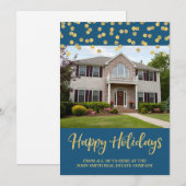 Gold Weihnachten Confetti Fotokarte Real Anwesen (Vorne/Hinten)