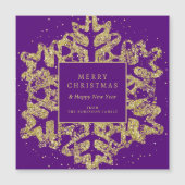 Gold Weihnachten Glitzer Snowflake Corporate Lila Magnetkarte (Vorderseite)