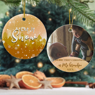 Gold Weihnachten Lass es Schnee Großvater Geschenk Keramik Ornament