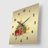 Gold Weihnachten mit schwarzen Zahlen Quadratische Wanduhr (Winkel)