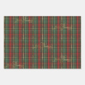 Gold Weihnachten Tartan & Golden 'Frohe Weihnachte Geschenkpapier Set (Vorderseite)