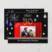 Gold Weihnachten Überraschung 50. Hochzeitstag Einladung (Vorne/Hinten)