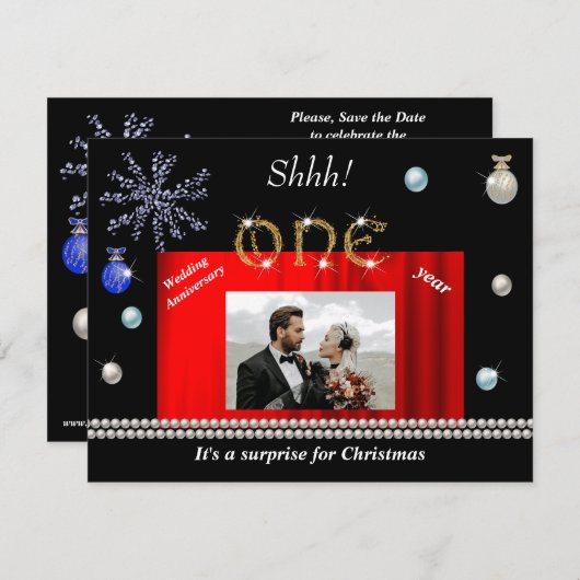 Gold Weihnachten Überraschung Erste Hochzeit Jahre Einladung (Vorne/Hinten)