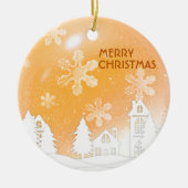 Gold Weihnachten Weiße Schneehaus glücklich Neues  Keramik Ornament (Vorne)