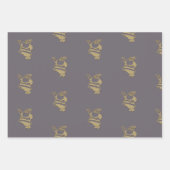Gold Weihnachts-Wrackpapier Geschenkpapier Set (Vorderseite 3)