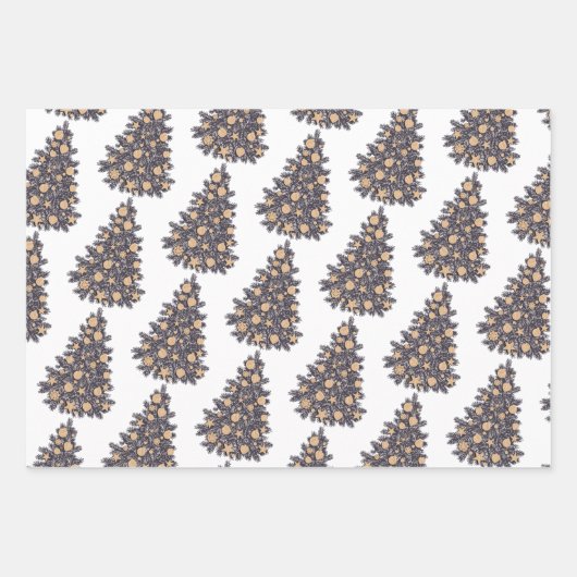 Gold Weihnachts-Wrackpapier Geschenkpapier Set (Vorderseite)