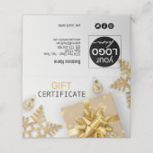 Gold Weihnachtsball Geschenk Gold Schneeflocken Ge Platzkarte (Außenseite Aufgefaltet)