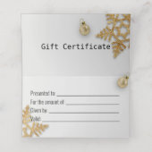 Gold Weihnachtsball Geschenk Gold Schneeflocken Ge Platzkarte (Innenseite Aufgefaltet)