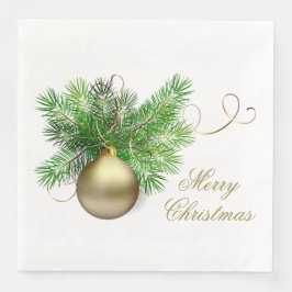 Gold Weihnachtsball mit Pine Paper Dinner Napkins Serviette