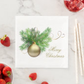 Gold Weihnachtsball mit Pine Paper Dinner Napkins Serviette (Beispiel)