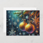 Gold Weihnachtsbälle Postkarte (Vorne/Hinten)