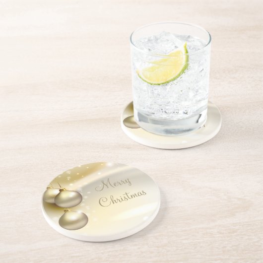 Gold Weihnachtsbälle Sandstein Untersetzer (Seite)