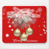 Gold Weihnachtsbälle & Silber Pine Weihnachten Mousepad (Vorne)
