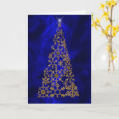 Gold Weihnachtsbaum auf Blauen Weihnachten Karte (Gelbe Blume)