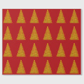 Gold Weihnachtsbaum auf Red Wrapping Paper Geschenkpapier (Flach)