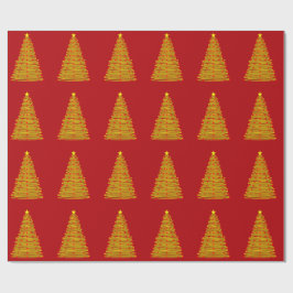 Gold Weihnachtsbaum auf Red Wrapping Paper Geschenkpapier