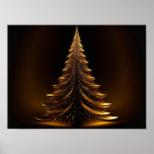 Gold Weihnachtsbaum auf schwarzem Hintergrund. Poster (Vorne)