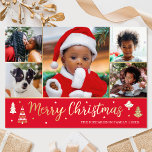 Gold Weihnachtsbaum Custom Foto Red Luxury Folien Feiertagskarte<br><div class="desc">Verteilen Sie den Feiertagsjubiläum mit luxuriösen Weihnachtskarten aus Gold! Sechs personalisierte Fotos mit Ihrem Familiennamen und einem Gruß auf der Rückseite. Dieses individuelle Design zeichnet sich durch dekorative Bäume und Sterne aus, mit den Worten "Frohe Weihnachten" in festlichen Schriftzeichen. Ideal für Fotos, Familien, Freunde und Haustiere. Farben: rote, weiße und...</div>