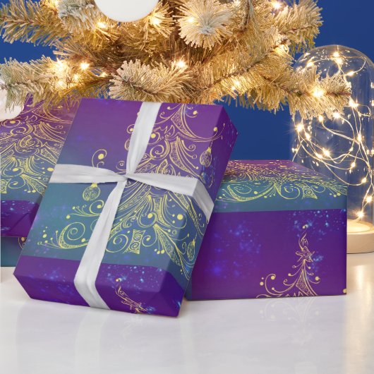 Gold Weihnachtsbaum Design Umschlagpapier Geschenkpapier (Feiertage)