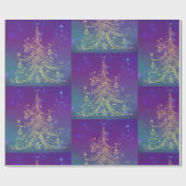 Gold Weihnachtsbaum Design Umschlagpapier Geschenkpapier (Flach)