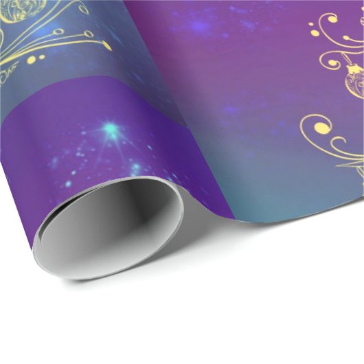 Gold Weihnachtsbaum Design Umschlagpapier Geschenkpapier (Rolleneckpunkt)