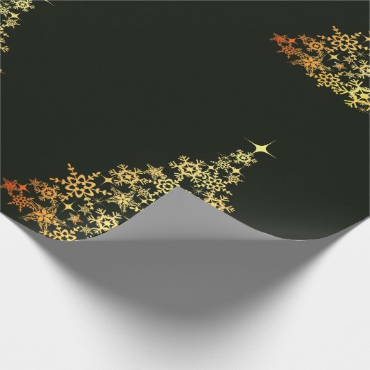 Gold Weihnachtsbaum Dunkles Grünes Umschlagpapier Geschenkpapier (Ecke)
