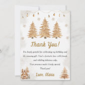 Gold Weihnachtsbaum Geburtstagsparty Danke Karte (Vorderseite)