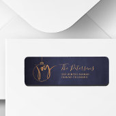 Gold Weihnachtsbaum Globe Joy Script auf Navy Blue