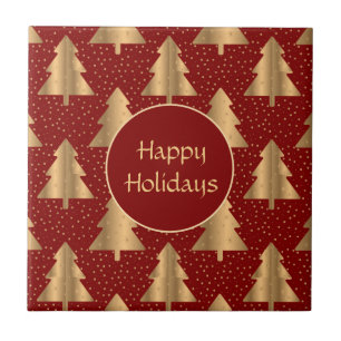 Gold Weihnachtsbaum Muster auf Red Fliese