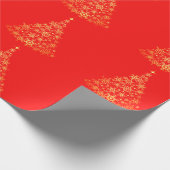 Gold Weihnachtsbaum Red Wrapping Paper Geschenkpapier (Ecke)