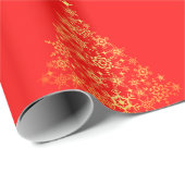 Gold Weihnachtsbaum Red Wrapping Paper Geschenkpapier (Rolleneckpunkt)