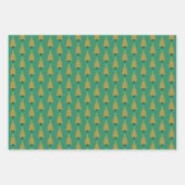 Gold Weihnachtsbaum und Stern auf Grün Geschenkpapier Set (Vorderseite)