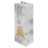 Gold Weihnachtsbaum Weinbeutel Geschenktüte Für Weinflaschen (Rückseite Schrägansicht)