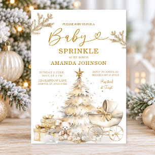 Gold Weihnachtsbaum Winterurlaub Baby Sprinkle Einladung